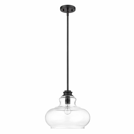 Homeroots 11.25 x 13.75 x 13.75 in. Torrel 1-Light Matte Black Pendant 398220